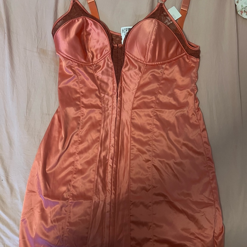 Elegant Satin Slip Dress in Coral